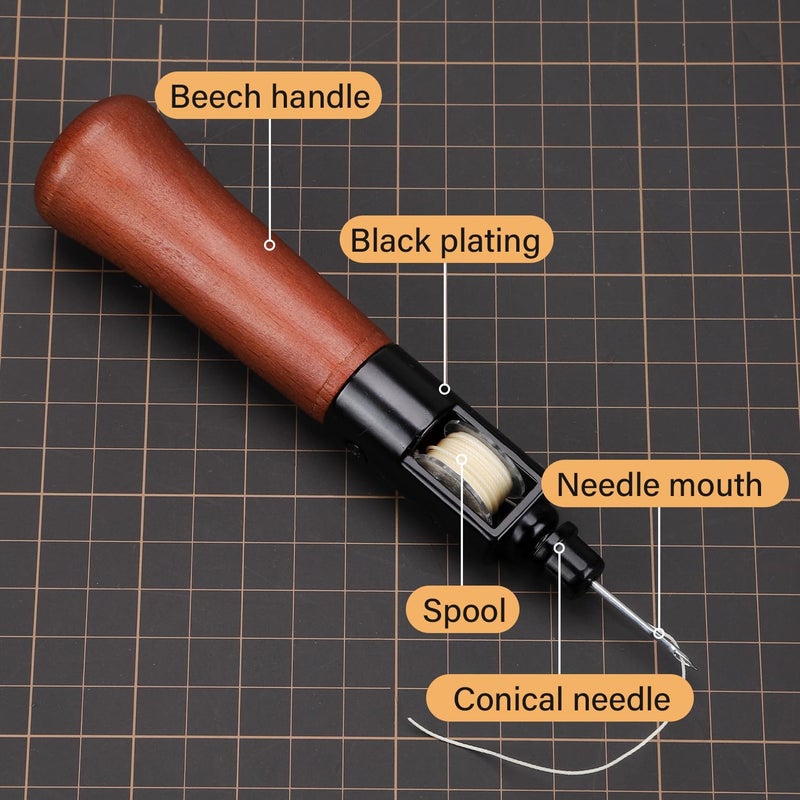 WUTA Repair Stitch Kit Leathercraft Stitch Awl Tool with 25 Colors 0.45mm Wax Thread, for Leather, Belt, Canvas, Fabric, Bag Repair Professional Stitcher Leather Craft Tool - Image 3